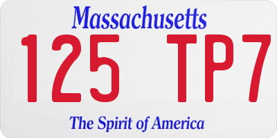MA license plate 125TP7