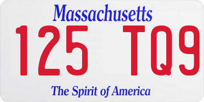 MA license plate 125TQ9
