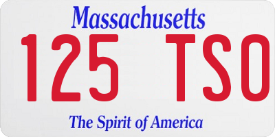 MA license plate 125TS0
