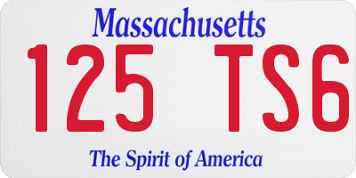 MA license plate 125TS6