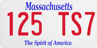 MA license plate 125TS7