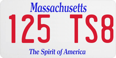 MA license plate 125TS8