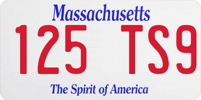 MA license plate 125TS9