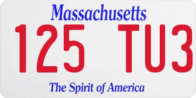 MA license plate 125TU3