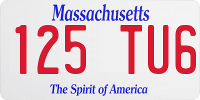 MA license plate 125TU6