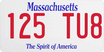 MA license plate 125TU8