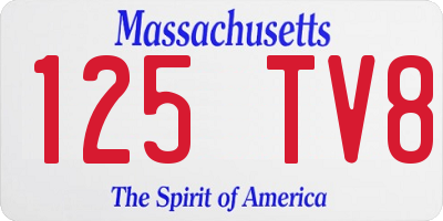 MA license plate 125TV8
