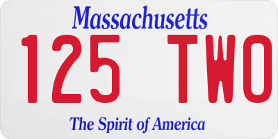 MA license plate 125TW0