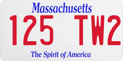 MA license plate 125TW2