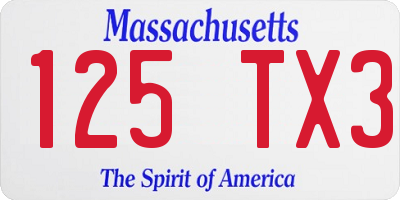 MA license plate 125TX3