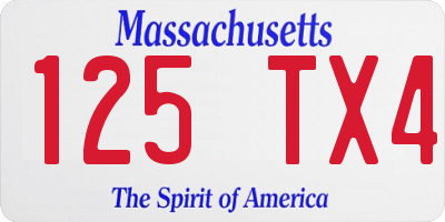 MA license plate 125TX4