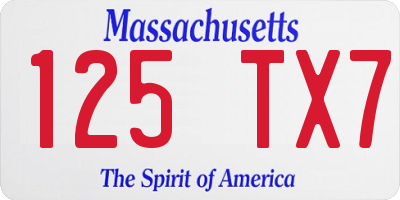 MA license plate 125TX7