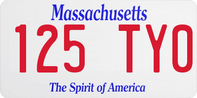 MA license plate 125TY0