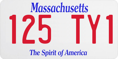 MA license plate 125TY1