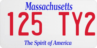 MA license plate 125TY2