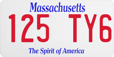 MA license plate 125TY6