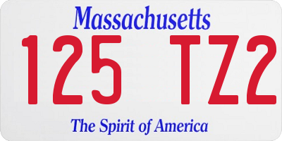 MA license plate 125TZ2