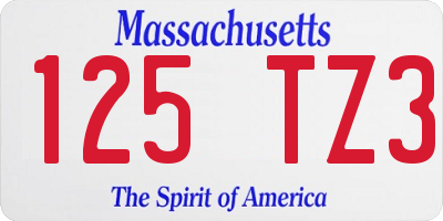MA license plate 125TZ3