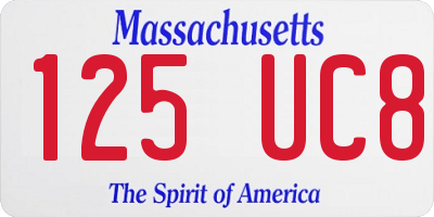 MA license plate 125UC8