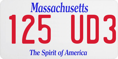 MA license plate 125UD3