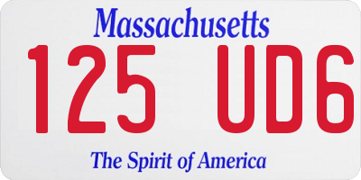 MA license plate 125UD6