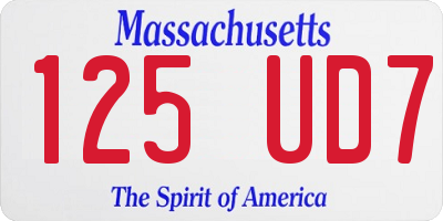 MA license plate 125UD7