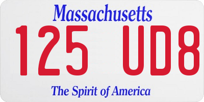 MA license plate 125UD8