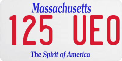 MA license plate 125UE0
