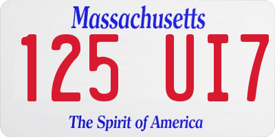 MA license plate 125UI7