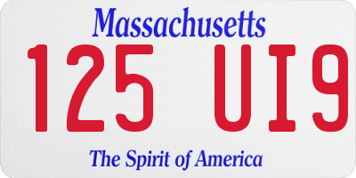 MA license plate 125UI9