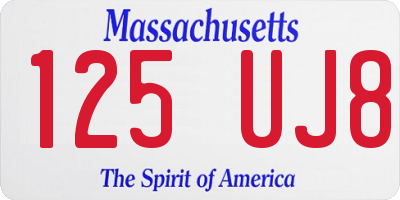 MA license plate 125UJ8