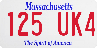 MA license plate 125UK4