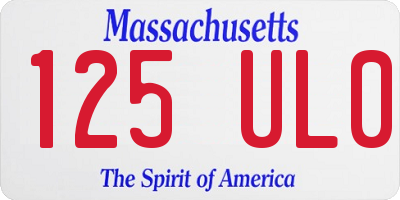 MA license plate 125UL0