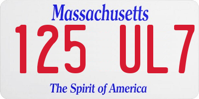 MA license plate 125UL7