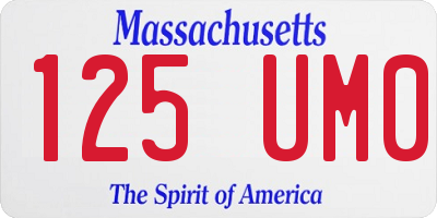 MA license plate 125UM0