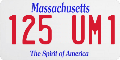 MA license plate 125UM1