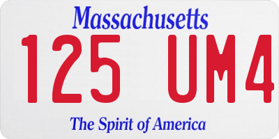 MA license plate 125UM4