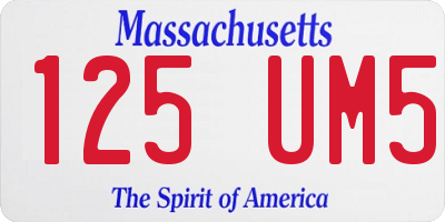 MA license plate 125UM5