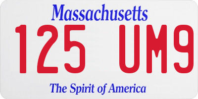 MA license plate 125UM9