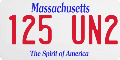 MA license plate 125UN2