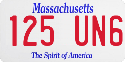 MA license plate 125UN6