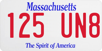 MA license plate 125UN8