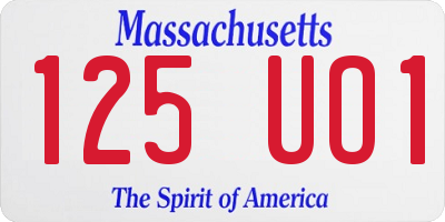 MA license plate 125UO1