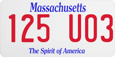 MA license plate 125UO3