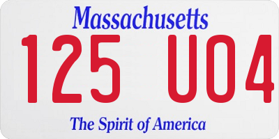 MA license plate 125UO4