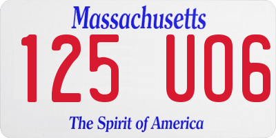 MA license plate 125UO6