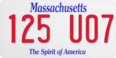 MA license plate 125UO7