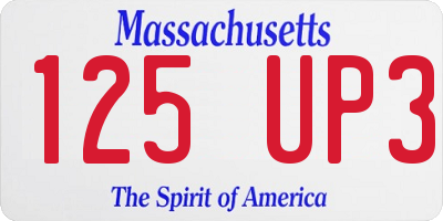 MA license plate 125UP3