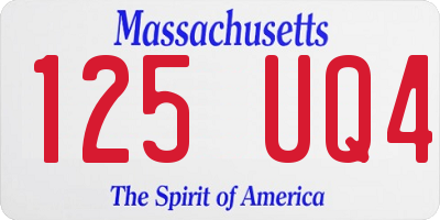 MA license plate 125UQ4