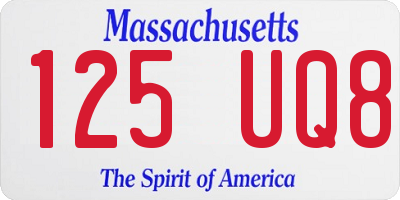 MA license plate 125UQ8